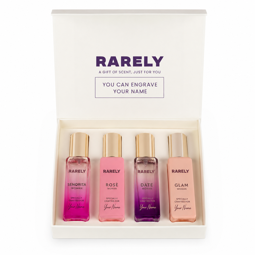 Rarely™ Personalized Luxury Perfume Gift Box for Her | Custom Name Engraved | Premium Perfume Gift Set for Women