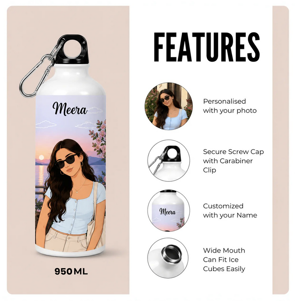 Rarely 1L Personalized Insulated Water Bottle Leak-Proof Cap Stainless Steel
