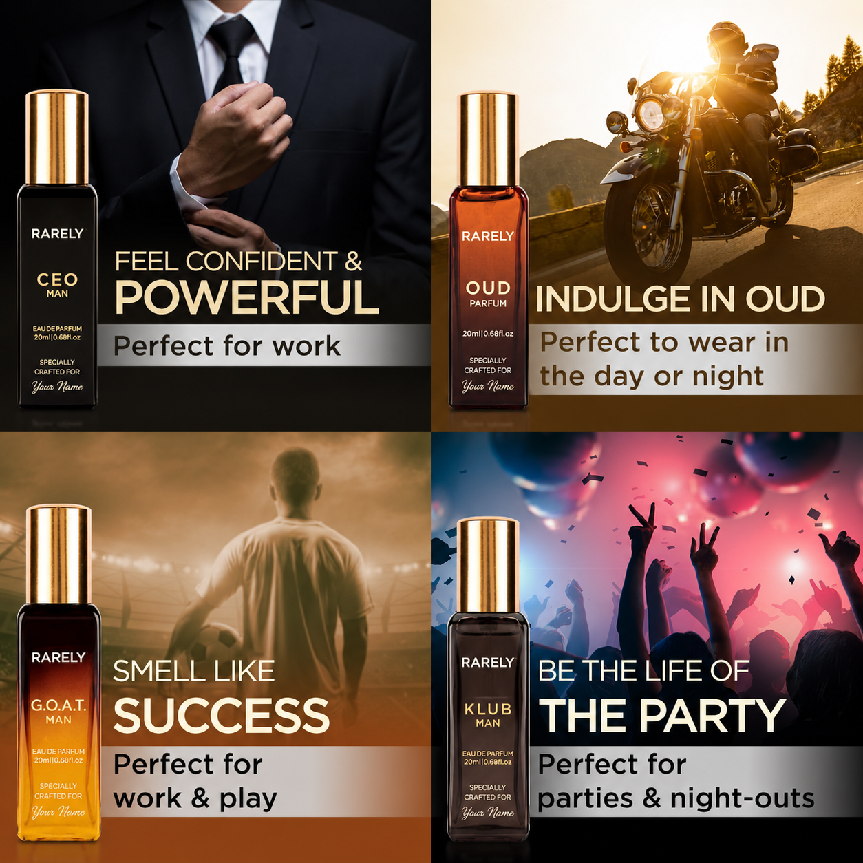 Rarely™ Personalized Luxury Perfume Gift Box for Him | Custom Name Engraved | Premium Perfume Gift Set for Men