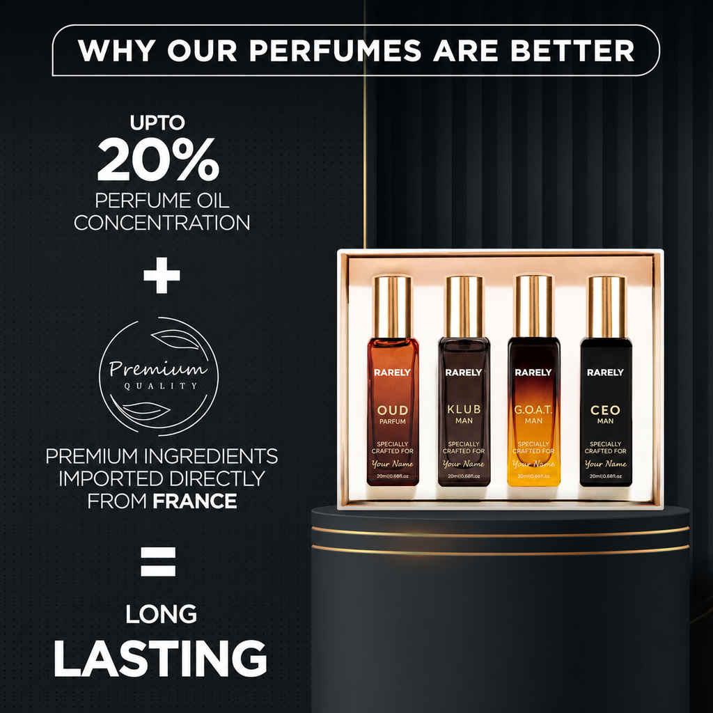 Rarely™ Personalized Luxury Perfume Gift Box for Him | Custom Name Engraved | Premium Perfume Gift Set for Men