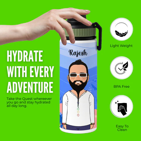 Personalized Stainless Steel Water Bottle with Custom Name & Avatar | Leak-Proof Bottle