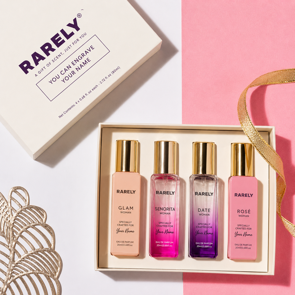 Rarely™ Personalized Luxury Perfume Gift Box for Her | Custom Name Engraved | Premium Perfume Gift Set for Women