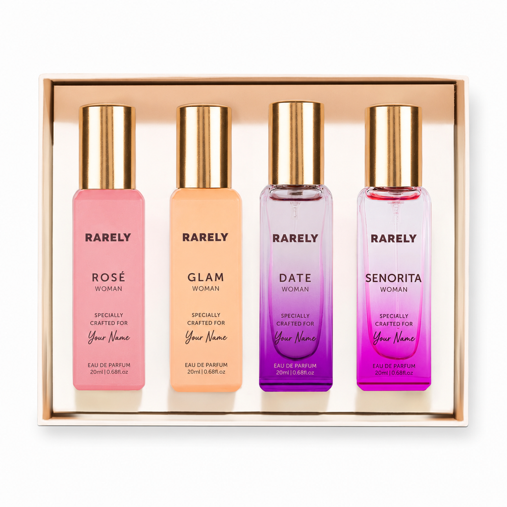 Rarely™ Personalized Luxury Perfume Gift Box for Her | Custom Name Engraved | Premium Perfume Gift Set for Women