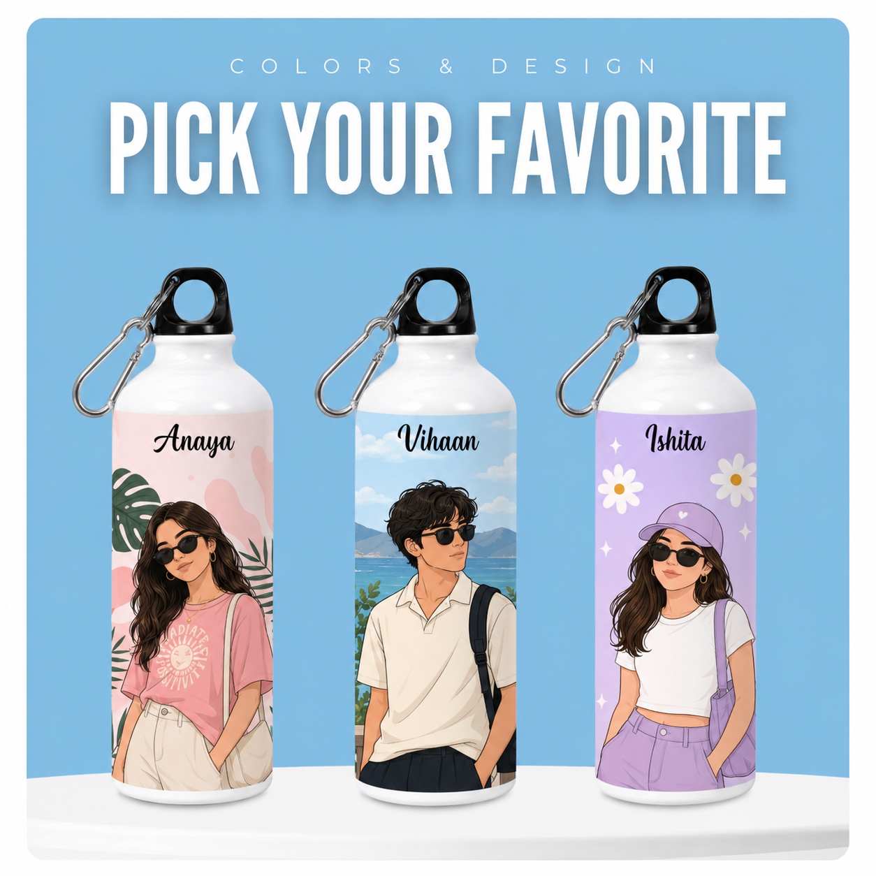 Rarely 1L Personalized Insulated Water Bottle Leak-Proof Cap Stainless Steel