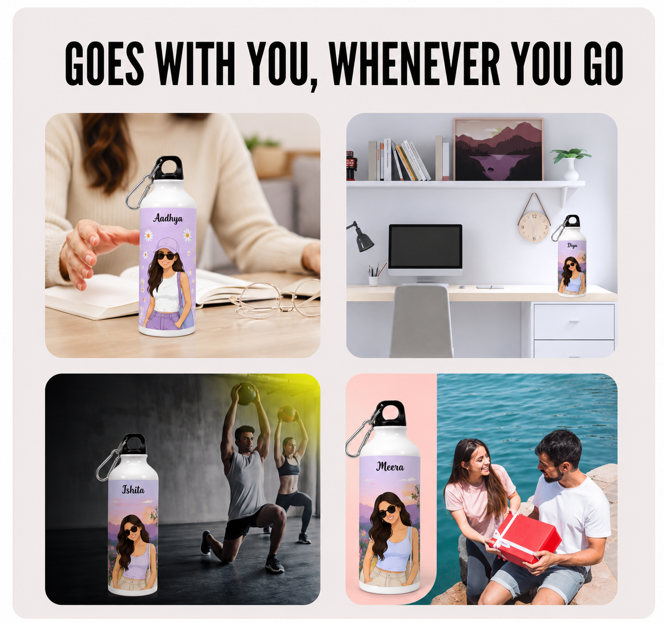 Rarely 1L Personalized Insulated Water Bottle Leak-Proof Cap Stainless Steel