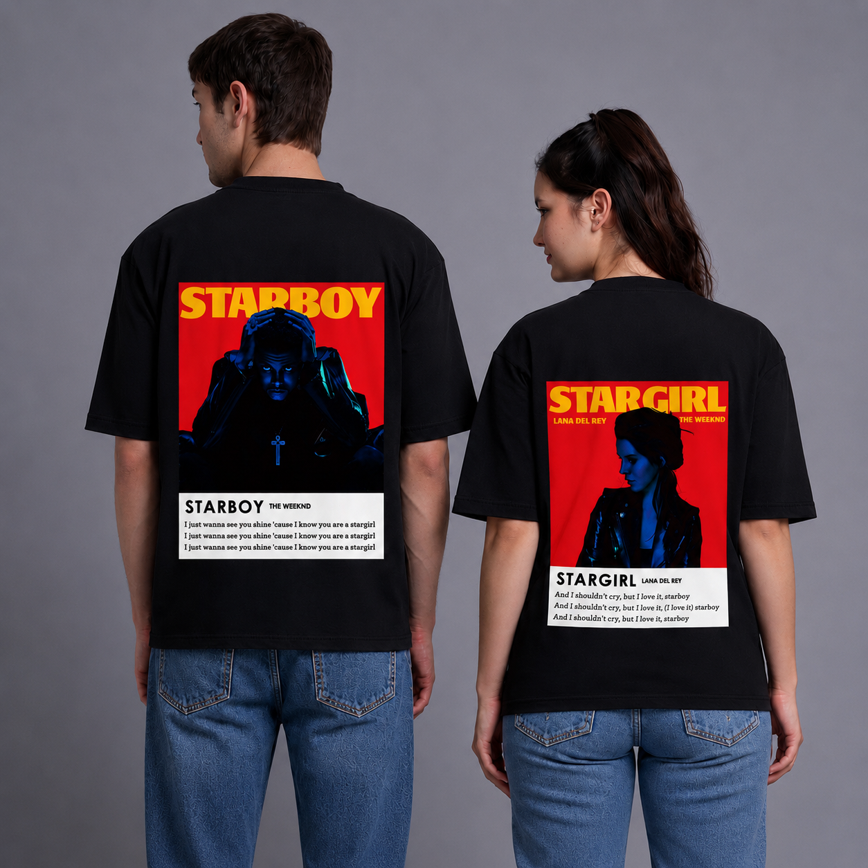Star Boy & Star Girl Couple Oversized T-shirt